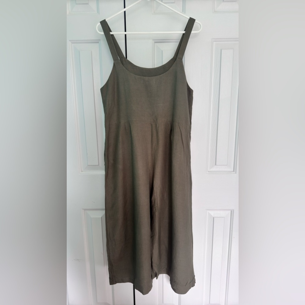 First Rite Linen Green Jumpsuit in a size medium